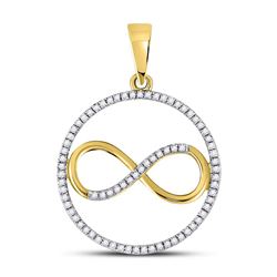 Womens Round Diamond Circle Infinity Pendant 1/3 Cttw 10kt Yellow Gold - REF-16M9H