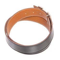 Hermes Black Brown Reversible Leather Constance Belt Palladium Plated H Buckle 8