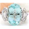 Image 1 : 11.18 CTW Natural Aquamarine 18K Solid White Gold Diamond Ring