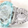 Image 2 : 11.18 CTW Natural Aquamarine 18K Solid White Gold Diamond Ring