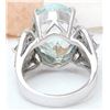 Image 3 : 11.18 CTW Natural Aquamarine 18K Solid White Gold Diamond Ring
