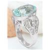 Image 4 : 11.18 CTW Natural Aquamarine 18K Solid White Gold Diamond Ring