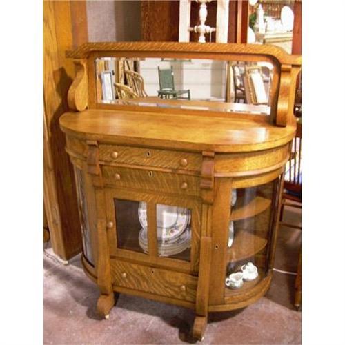 Oak Buffet or Server w/ curved glass doors 1149747