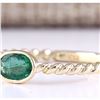 Image 2 : 0.50 CTW Natural Emerald And Diamond Ring In 18K Yellow Gold