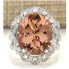 Image 1 : 9.80 CTW Natural Morganite And Diamond Ring In 14k White Gold