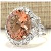 Image 2 : 9.80 CTW Natural Morganite And Diamond Ring In 14k White Gold