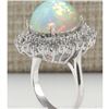 Image 3 : 8.70 CTW Natural Opal And Diamond Ring In14K White Gold