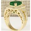 Image 3 : 4.83 CTW Natural Emerald And Diamond Ring In 18K Yellow Gold