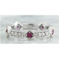 0.46 CTW Ruby 18K White Gold Diamond Ring