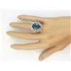 Image 4 : 8.84 CTW Natural London Blue Topaz And Diamond Ring In18K Solid White Gold