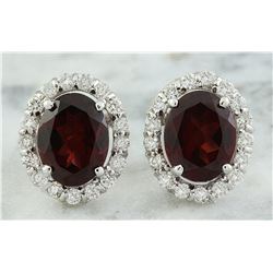 4.00 CTW Garnet 18K White Gold Diamond Errings