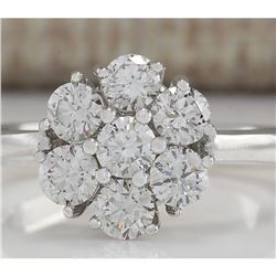 1.15 CTW Natural Diamond Ring 18K Solid White Gold