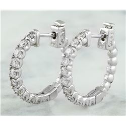 1.10 CTW 14K White Gold Diamond Hoop Earrings