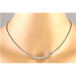 15.00 CTW Natural Diamond 18K Solid White Gold Necklace