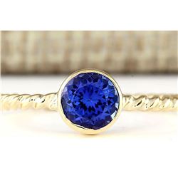 1.00 CTW Natural Tanzanite Ring In 18K Yellow Gold