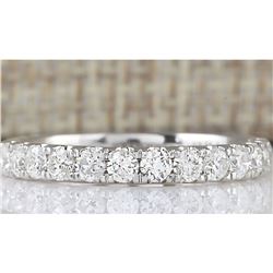 0.80 CTW Natural Diamond Ring 18K Solid White Gold