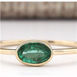 0.50 CTW Natural Emerald Ring In 14k Yellow Gold