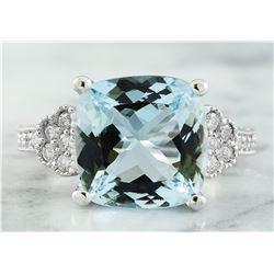 6.45 CTW Aquamarine 14K White Gold Diamond Ring