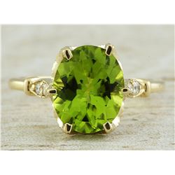 3.41 CTW Peridot 14K Yellow Gold Diamond Ring