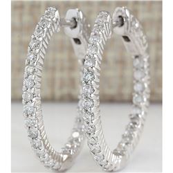 1.26 CTW Natural Diamond Hoop Earrings In 18K White Gold