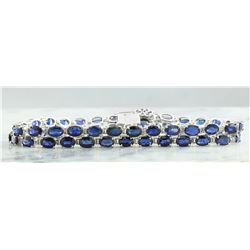 28.22 CTW Sapphire 14K White Gold Diamond Bracelet