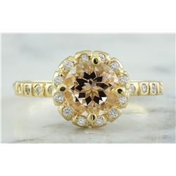 1.24 CTW Morganite 18K Yellow Gold Diamond Ring