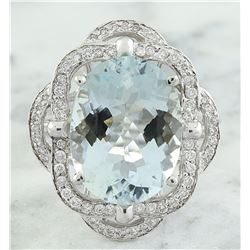 6.97 CTW Aquamarine 18K white Gold Diamond Ring