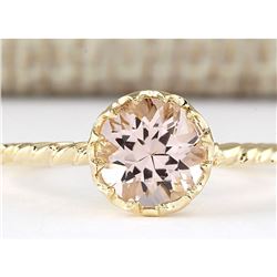 1.20 CTW Natural Morganite Ring In 18K Yellow Gold