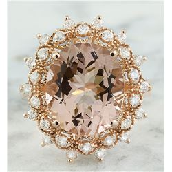 6.01 CTW Morganite 14K Rose Gold Diamond Gold Ring