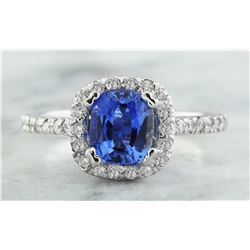 2.25 CTW Sapphire 14K White Gold Diamond Ring