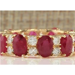 7.48 CTW Natural Ruby And Diamond Ring In 18K Yellow Gold