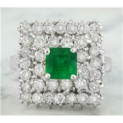 2.60 CTW Emerald 18K White Gold Diamond Ring