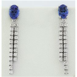 3.20 CTW Tanzanite 14K White Gold Diamond Earrinsg