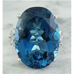 25.30 CTW Topaz 14K White Gold Diamond ring