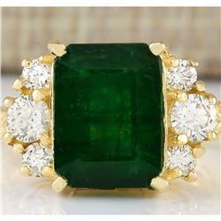 5.15 CTW Natural Emerald And Diamond Ring In 18K Yellow Gold