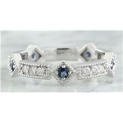0.43 CTW Sapphire 18K White Gold Diamond Ring