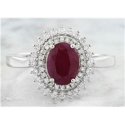1.93 CTW Ruby 18K White Gold Diamond Ring