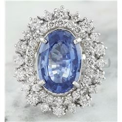 6.10 CTW Sapphire 14K White Gold Diamond Ring