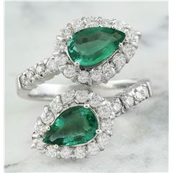 2.40 CTW Emerald 18K White Gold Diamond Ring