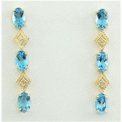 2.65 CTW Topaz 18K Yellow Gold Diamond Earrings