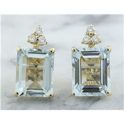 5.18 CTW Aquamarine 18K Yellow Gold Diamond Errings