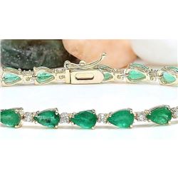 9.02 CTW Natural Emerald 18K Solid Yellow Gold Diamond Bracelet