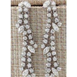 4.10CTW Natural Diamond Earrings 18K Solid White Gold