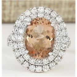 5.12 CTW Natural Morganite And Diamond Ring In 18K White Gold