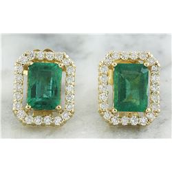 2.37 CTW Emerald 14K Yellow Gold Diamond Earrings