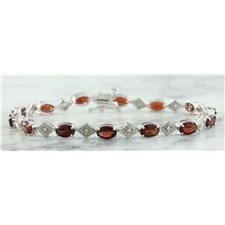 8.50 CTW Garnet 18K White Gold Diamond Bracelet