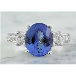 3.95 CTW Tanzanite 18K White Gold Diamond Ring