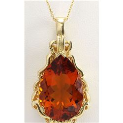 32.00CTW Natural Madeira Citrine Pendant In 18K Solid Yellow Gold