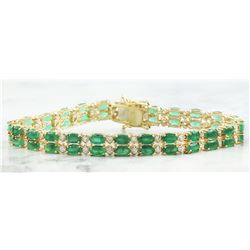 11.78  CTW Emerald 18K Yellow Gold Diamond Bracelet