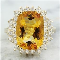 8.80 CTW Citrine 14K Yellow Gold Diamond Ring